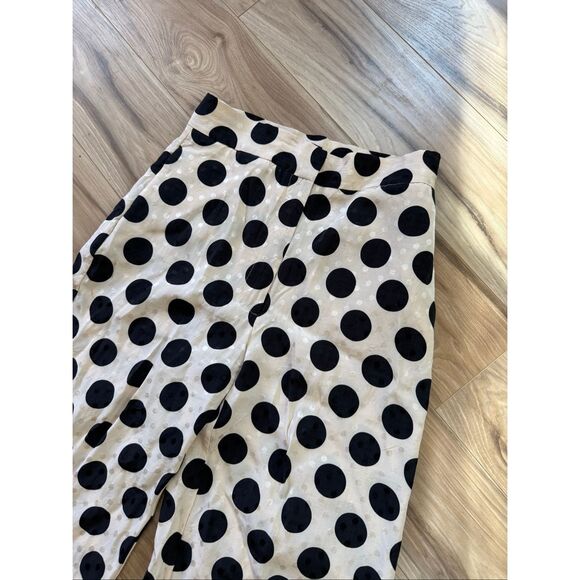 Zara High Waist Wide Leg Satin Polka Dot Cropped Pants Size M - Picture 3 of 12
